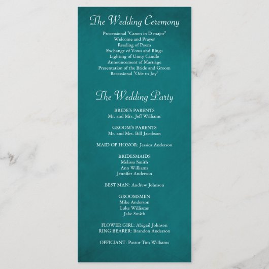 Elegantes Pfauenfeathers Wedding Program Programm (Rückseite)