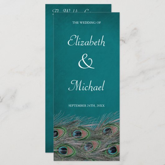 Elegantes Pfauenfeathers Wedding Program Programm (Vorne/Hinten)