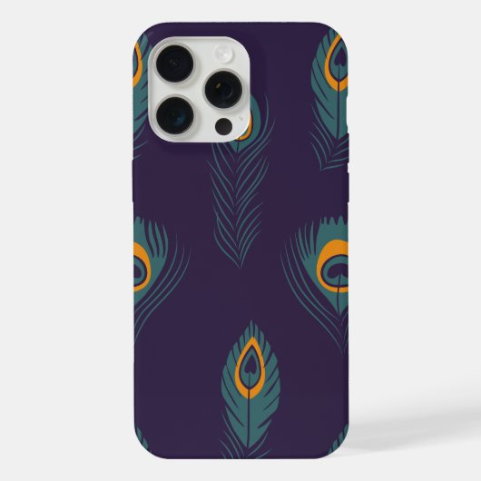Elegantes Pfauenfeder-Muster iPhone 15 Pro Max. Hülle (Rückseite)