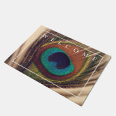 Elegantes Pfauenfedern Foto Begrüßungstür matt Fußmatte (Schrägansicht)