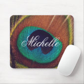 Elegantes Pfauenfedern Pfau Auge personalisiert Mousepad (Mit Mouse)