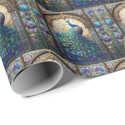 Elegantes Pfauengeschenkpapier Geschenkpapier (Rolleneckpunkt)