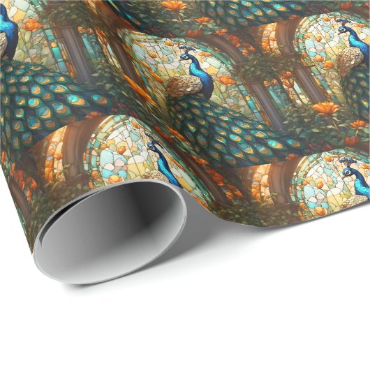 Elegantes Pfauengeschenkpapier Geschenkpapier (Rolleneckpunkt)