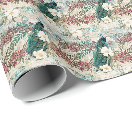 Elegantes Pfauengeschenkpapier Geschenkpapier (Rolleneckpunkt)
