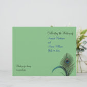 Elegantes Pfauenhochzeitungsprogramm (grün) (Stehend Vorderseite)