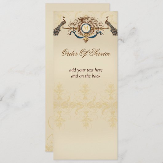 Elegantes Pfauenhochzeitungsprogramm Programm (Vorne/Hinten)