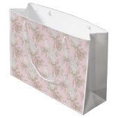 Elegantes Pfauenornament  Große Geschenktüte (Rückseite Schrägansicht)