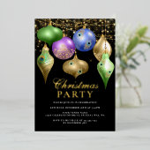 Elegantes Pfauenschmuck Weihnachts-Party Folieneinladung (Stehend vorne)