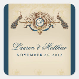 Elegantes Pfauenthema Quadratischer Aufkleber