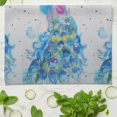 Elegantes Pfauenwasser Blaue Malerei Geschirrtuch (Gefaltet)