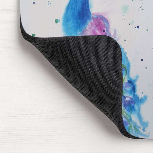 Elegantes Pfauenwasser Blaue Malerei Mousepad (Ecke)
