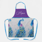 Elegantes Pfauenwasser Blaue Malerei Schürze (Vorderseite)