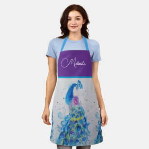 Elegantes Pfauenwasser Blaue Malerei Schürze