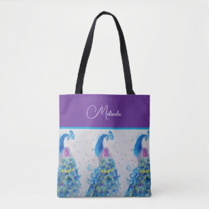 Elegantes Pfauenwasser Blaue Malerei Tasche