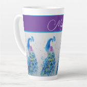 Elegantes Pfauenwasser Farbe Blau Malereien Frauen Milchtasse (Linke Ecke)