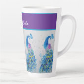 Elegantes Pfauenwasser Farbe Blau Malereien Frauen Milchtasse (Rechts)