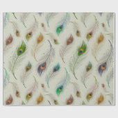 Elegantes Pfaufeder-Muster Packpapier (Flach)
