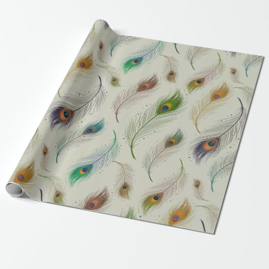 Elegantes Pfaufeder-Muster Packpapier (Ungerollt)