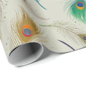 Elegantes Pfaufeder-Muster Packpapier (Rolleneckpunkt)