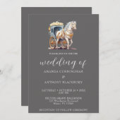 Elegantes Pferd Gezeichnet Hochzeitsfeier Einladun Einladung (Vorne/Hinten)