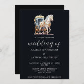 Elegantes Pferd Gezeichnet Hochzeitsfeier Einladun Einladung (Vorne/Hinten)