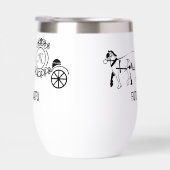 Elegantes Pferd Gezeichnet Wedding Wagon Monogramm (Rechts)
