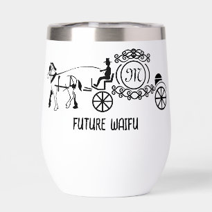 Elegantes Pferd Gezeichnet Wedding Wagon Monogramm