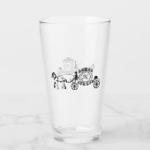 Elegantes Pferd Gezeichnet Wedding Wagon Monogramm Glas (Rückseite)