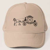 Elegantes Pferd Gezeichnet Wedding Wagon Monogramm Truckerkappe (Vorderseite)