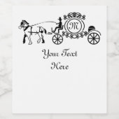 Elegantes Pferd Gezeichnet Wedding Wagon Monogramm Weinetikett (Einzelnes Label)