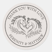 Elegantes Pferd Hochzeit Rustikales Land Vielen Da Runder Aufkleber (Vorderseite)