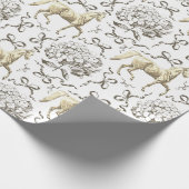 Elegantes Pferd Hydrangea Bows Beige White Toile Geschenkpapier (Ecke)