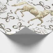 Elegantes Pferd Hydrangea Bows Beige White Toile Geschenkpapier (Ecke)