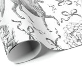 Elegantes Pferd Hydrangea Bows Schwarz-weiß Toile Geschenkpapier (Rolleneckpunkt)