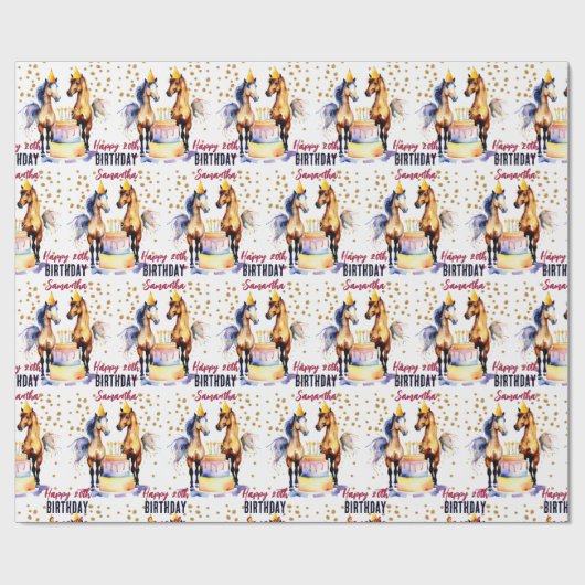 Elegantes Pferd im Party hat glücklichen Geburtsta Geschenkpapier (Flach)