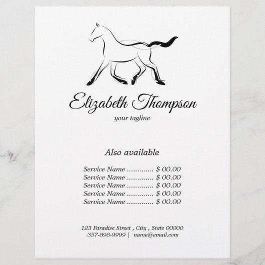 Elegantes Pferd in schwarzer Farbe Flyer (Hinten)