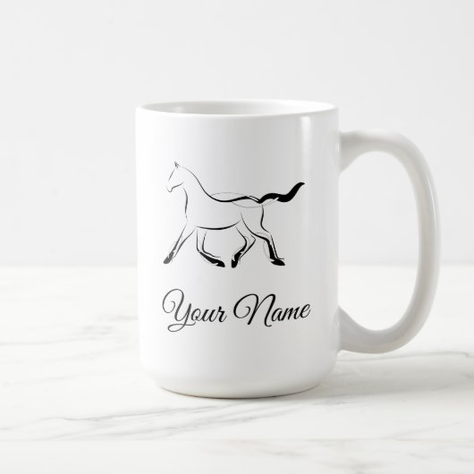 Elegantes Pferd in schwarzer Farbe Kaffeetasse (Rechts)