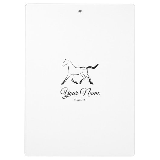 Elegantes Pferd in schwarzer Farbe Klemmbrett (Rückseite)