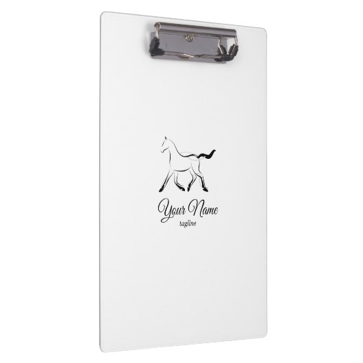 Elegantes Pferd in schwarzer Farbe Klemmbrett (Rechts)