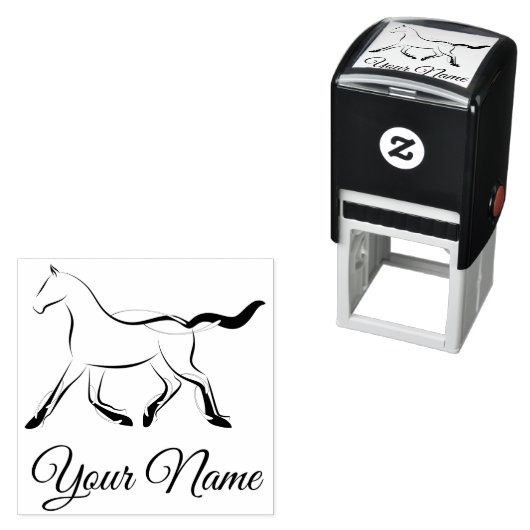 Elegantes Pferd in schwarzer Farbe Permastempel (Beispiel)