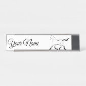 Elegantes Pferd in schwarzer Farbe Schreibtischnamensplakette (Vorderseite )