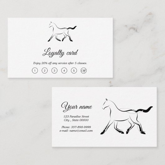 Elegantes Pferd in schwarzer Farbe Treuekarte (Vorne/Hinten)