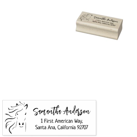 Elegantes Pferd, maßgeschneiderte Rücksendeadresse Gummistempel (Stempel)