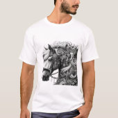 Elegantes Pferd mit Zierdetails - Schwarz und Weiß T-Shirt (Vorderseite)