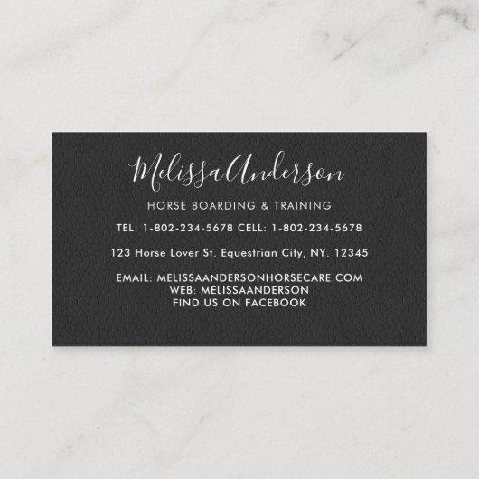 Elegantes Pferd Personalisiert Reittier Visitenkarte (Rückseite)
