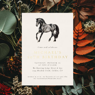 Elegantes Pferd Reitsport Erwachsener Geburtstag Folieneinladung