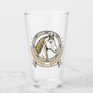 Elegantes Pferde-Wappenabzeichen mit goldenen Akze Glas