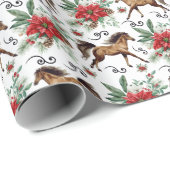 Elegantes Pferde-Weihnachtspapier Geschenkpapier (Rolleneckpunkt)