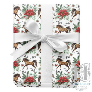 Elegantes Pferde-Weihnachtspapier Geschenkpapier