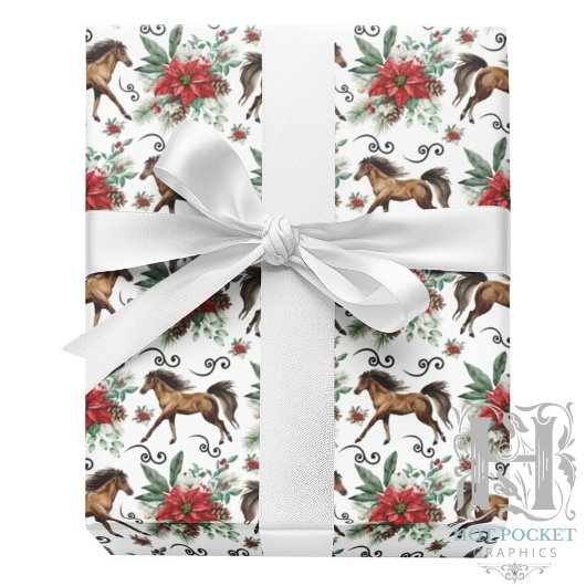 Elegantes Pferde-Weihnachtspapier Geschenkpapier